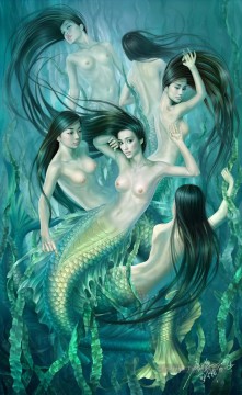 Nu œuvres - Yuehui Tang chinoise nue Sirène